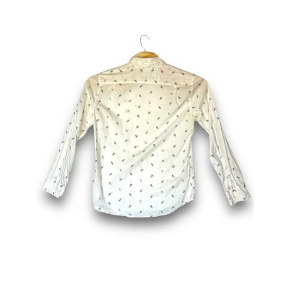 Bonobos Button Up‎ Shirt Mens L white Swim Float Pattern Long Sleeve Slim Fit
